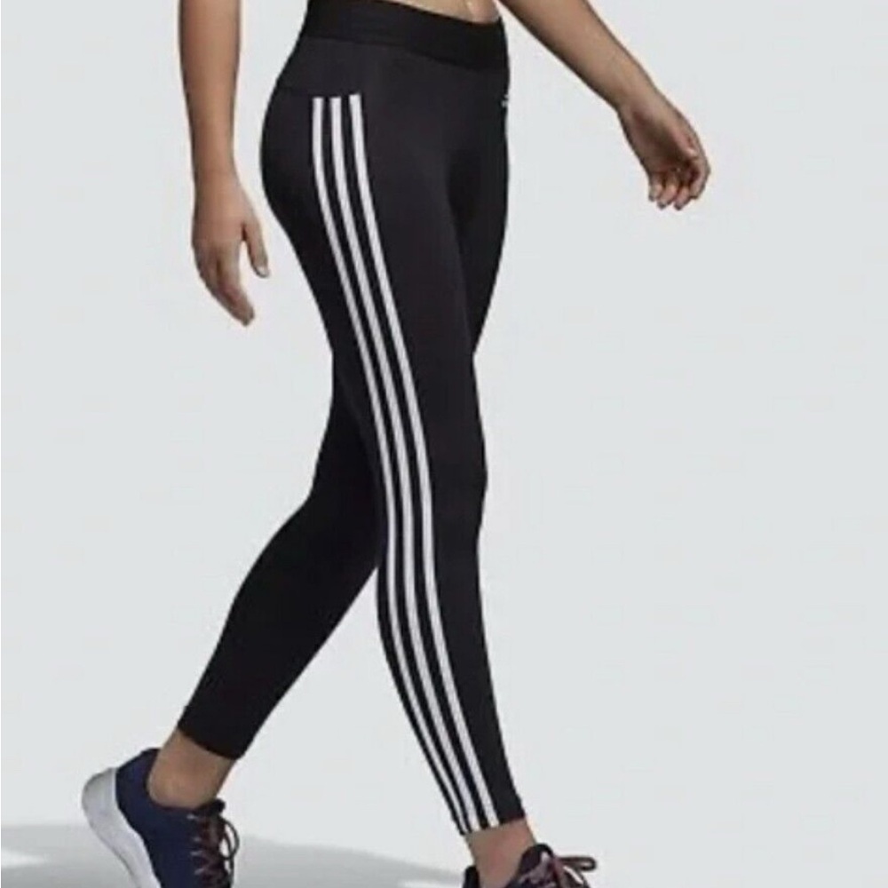 Adidas Black Leggings with White Stripes